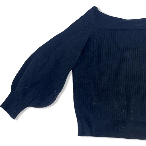 Anthropologie MOTH Off-Shoulder Balloon Sleeve Rib Knit Sweater (M) - Picture 5 of 7